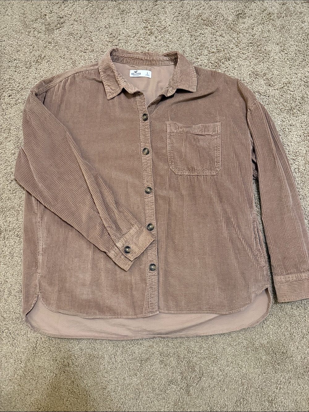 Hollister Corduroy Button-Down Shirt in Dusty Mauve